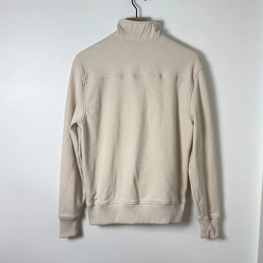 Banana Republic Jacket Men Medium Cream Mock Neck Utility Old Money Quiet Luxury
